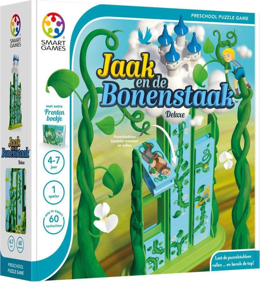 SmartGames Jaak en de Bonenstaak Deluxe 60 opdrachten met extra sprookjesboek Denkspel kleuters Kantelende blokken