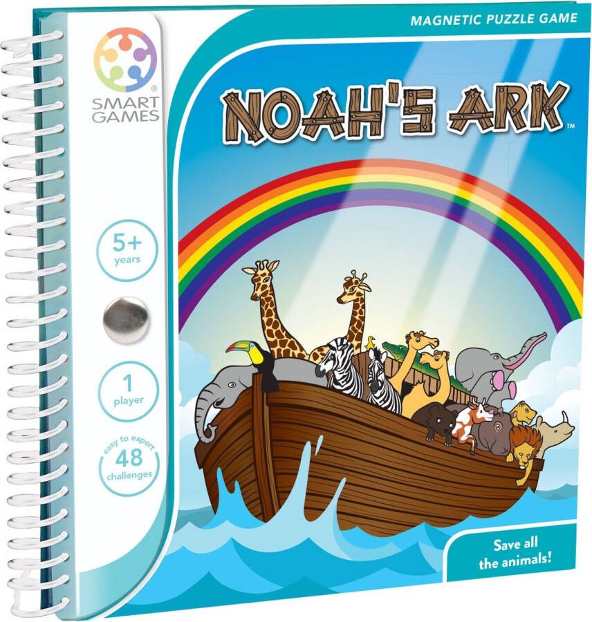 SmartGames Noah's Ark magnetische denkpuzzel met 48 opdrachten wilde dieren