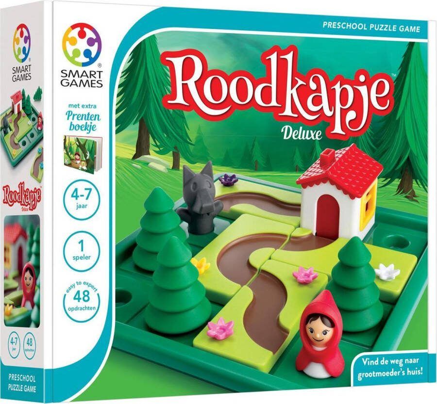 SmartGames Roodkapje Deluxe 48 opdrachten denkspel voor kleuters met extra sprookjesboek