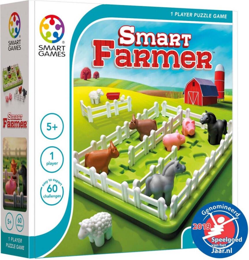 SmartGames Smart Farmer 60 uitdagingen Denkspel vanaf 5 jaar met boerderijdieren