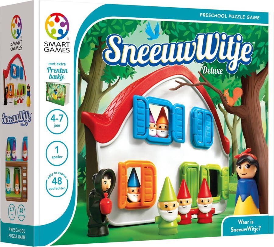 SmartGames Sneeuwwitje Deluxe Sprookjesspel met 48 uitdagingen en extra prentenboek logica voor kleuters
