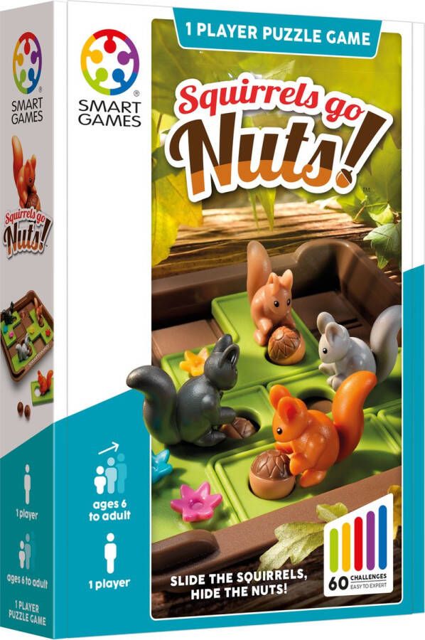 SmartGames Squirrels Go Nuts! 60 opdrachten denkpuzzel eekhoorns en noten voor jong én oud