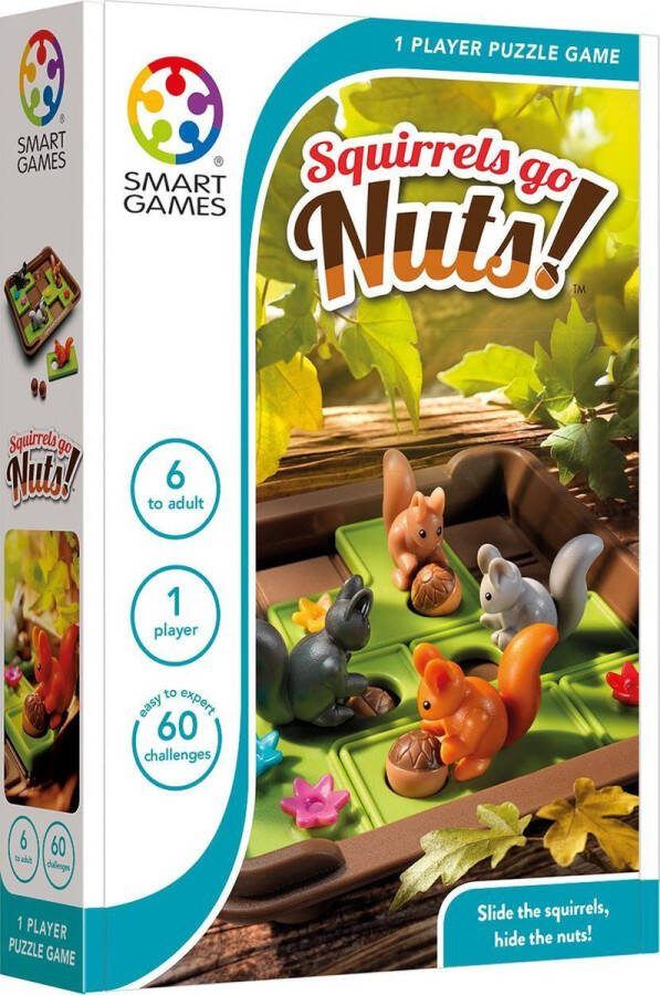 SmartGames Squirrels Go Nuts! 60 opdrachten denkpuzzel eekhoorns en noten voor jong én oud