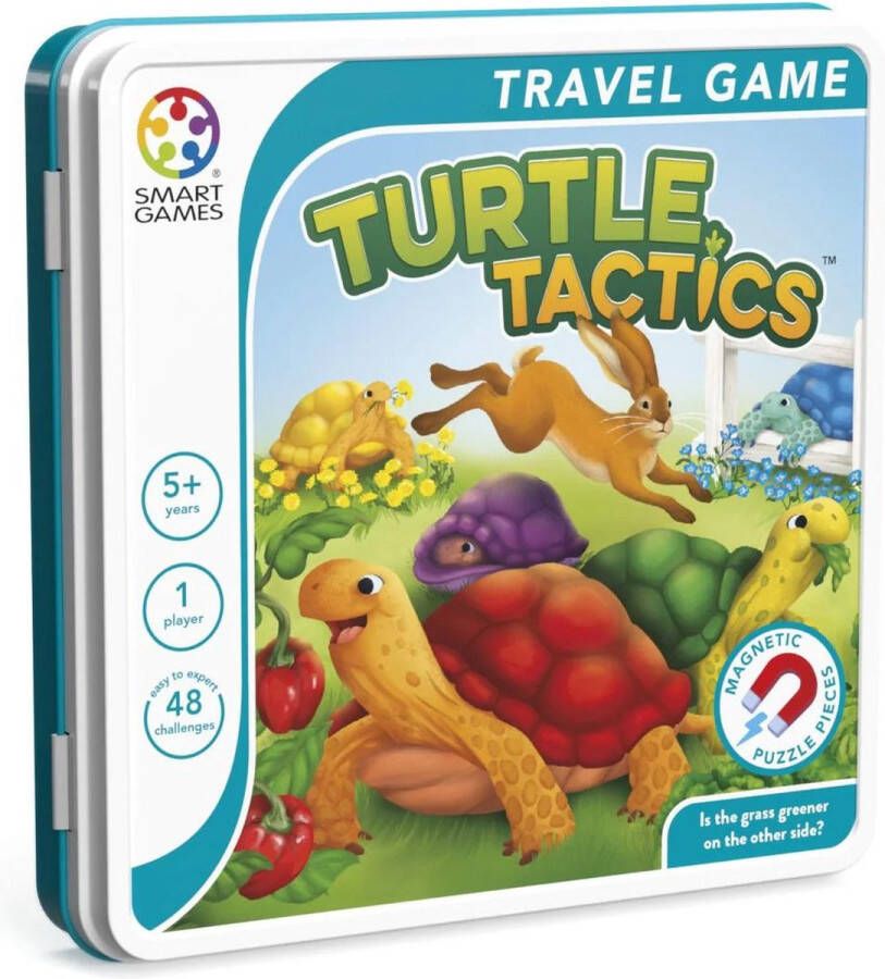 SmartGames Turtle Tactics 48 opdrachten reisspel vanaf 5 jaar met magnetische puzzelstukken Schildpadden en Haas