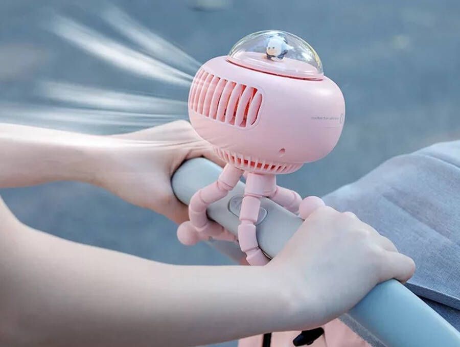SmartLimited Mini ventilator Roze voor Kinderwagen Babykamer en Box Draadloos Draagbare ventilator 4 snelheden Kind en baby vriendelijk Zomer proof