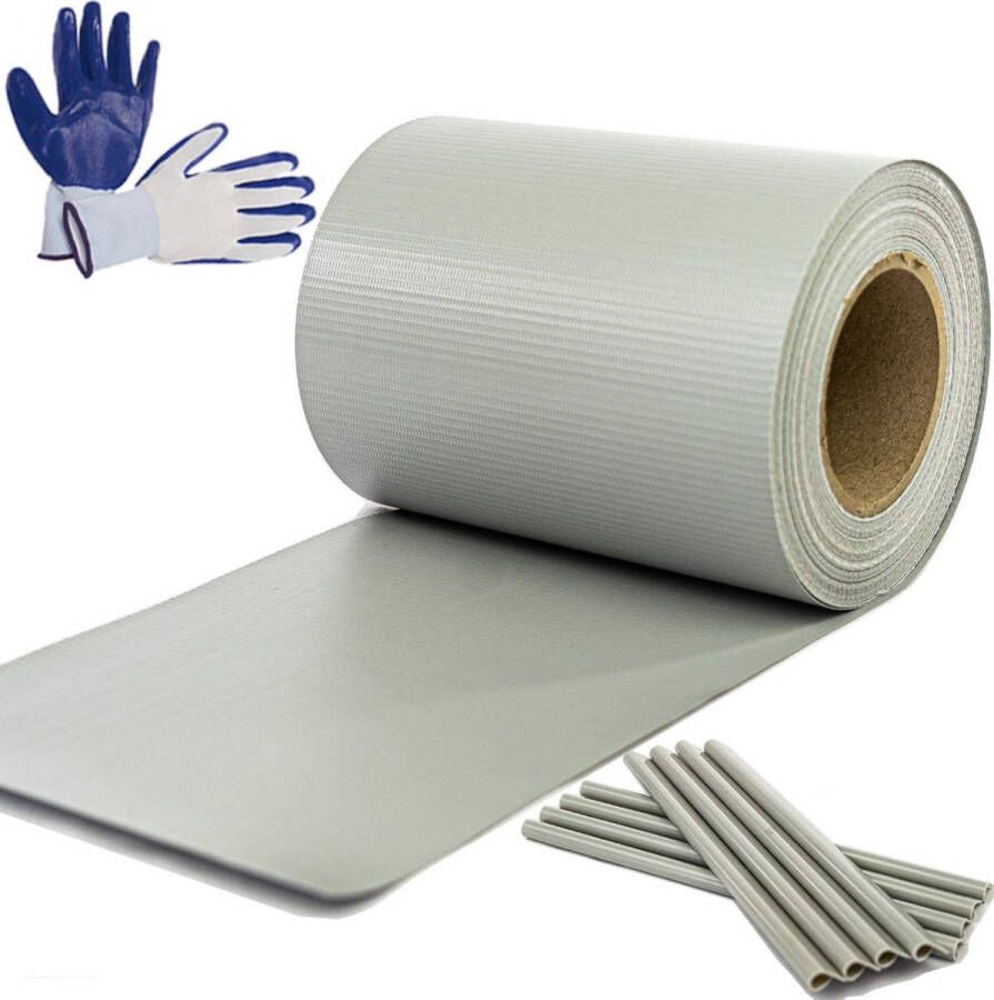 Smartpeas privacybescherming voor tuinhek in complete set – PVC privacybeschermingsstrips voor dubbelpolige matten – extra: gratis tuinhandschoenen in universele m lichtgrijs