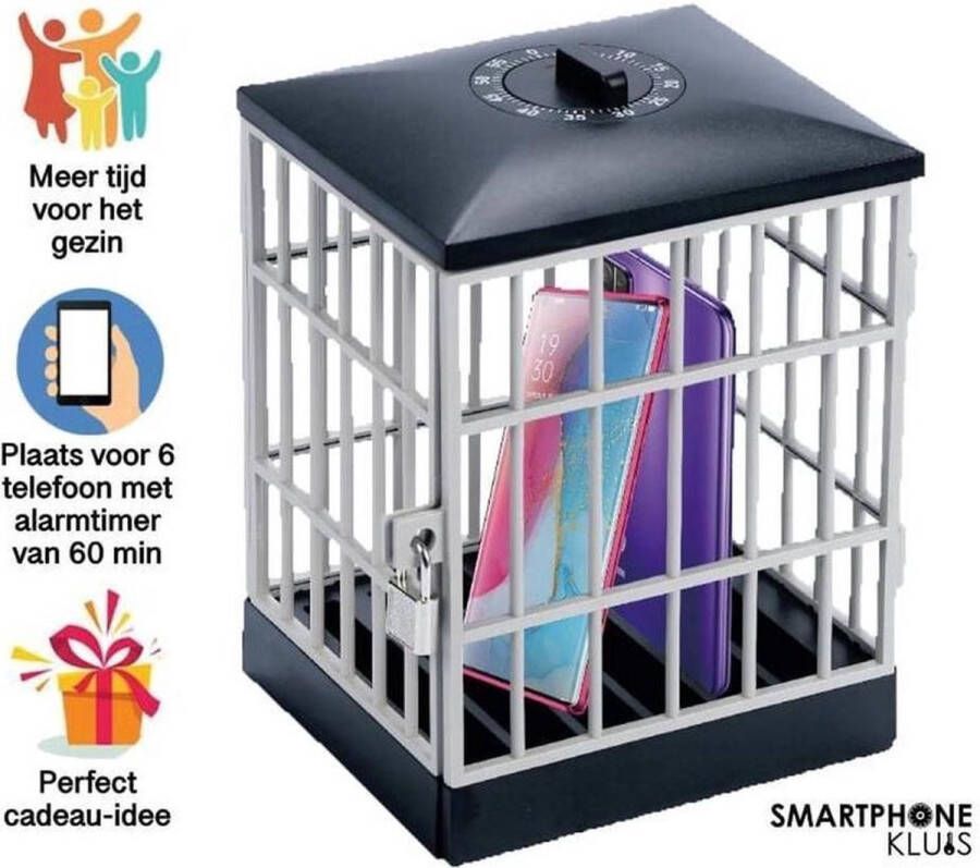 Smartphonekluis.nl CADEAUTIP- Smartphone kluis Telefoon kluis Telefoon Gevangenis Phone Jail Opbergplek voor Mobiel Smartphoneverslaving Sociale Media Verslaving Stimuleer Interactie Telefoonhouder met Timer en Slot Nieuwste Design Zwart