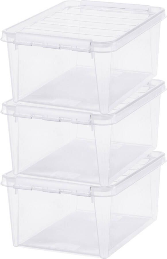 SmartStore Set van 3 Opbergdoos met deksel 14 Liter Opbergbox ™ Classic 15 Stapelbaar en Nestelbaar 10 jaar garantie Voedselveilig BPA vrij Stevige deksels en versterkte hoeken L40 x B30 x H18 cm