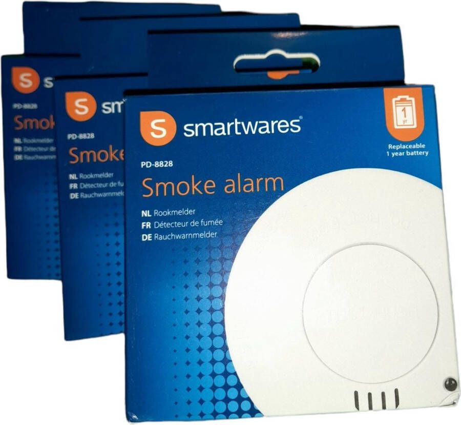 Smartwares 3 x Rookmelders Inclusief 1 Jaar Batterij Vervangbare Batterij