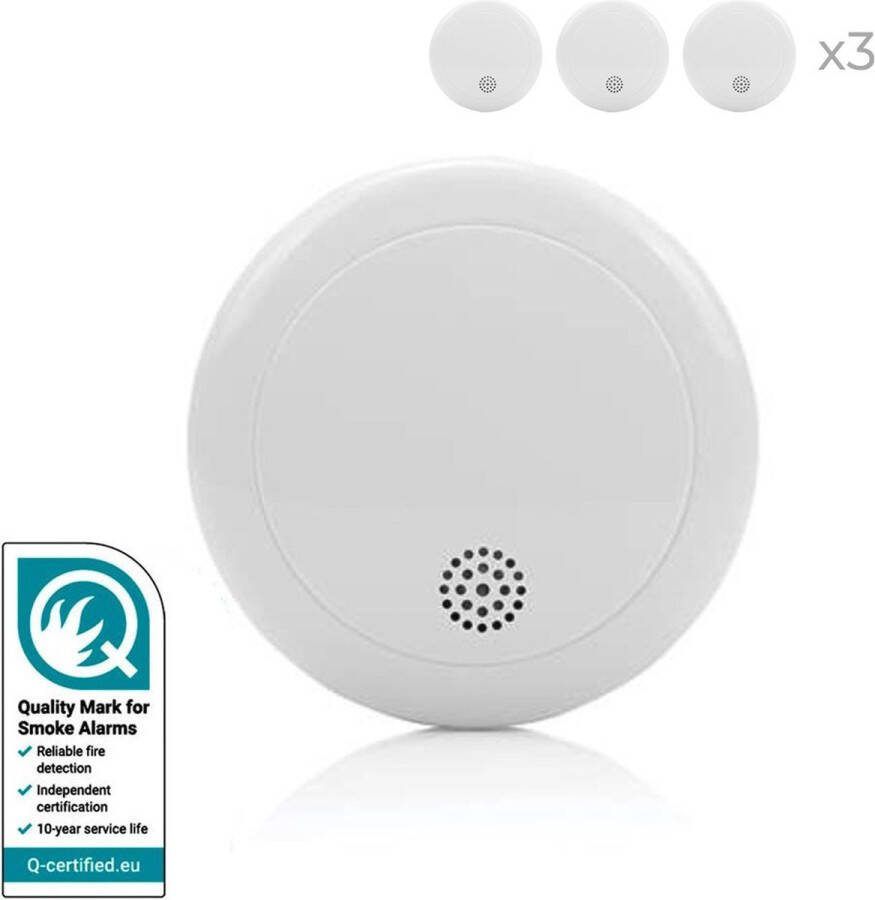 Smartwares Rookmelder 10.024.13 3 Rookmelders Inclusief 10 Jaar batterij 10 Jaar sensor 85 dB Q label