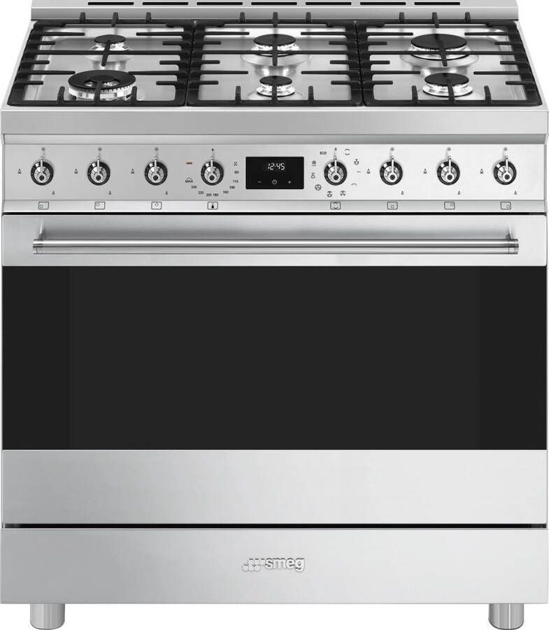 Smeg C9GMXNLK2 Gasfornuis 90 cm RVS