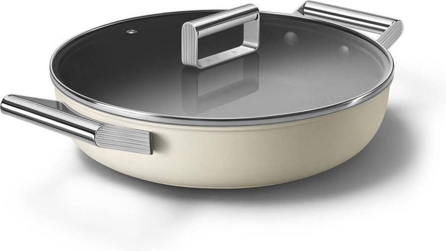 Smeg Sauteerpan 28cm Crème | Potten&Pannen | Keuken&Koken Keukengerei | 8017709296636