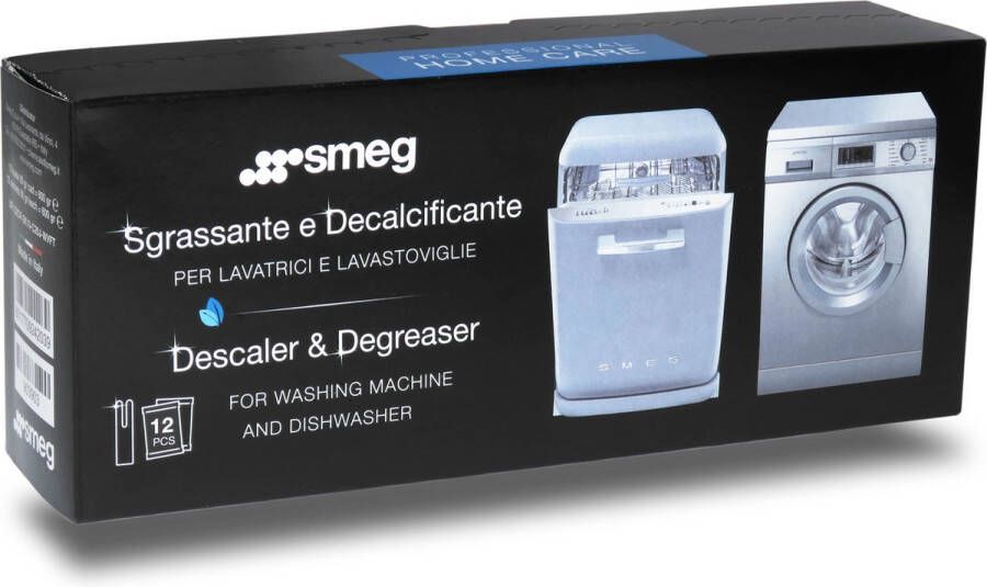 Smeg ontkalker en reiniger voor wasmachine en vaatwasser Jaarpakket 12 stuks 12x 50g vaatwas machine onderhoud Geschikt voor Miele Bosch Siemens AEG