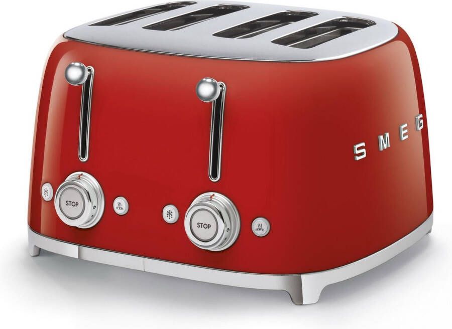 Smeg TSF03RDEU Broodrooster Rood 4x4 2000W 6 niveaus