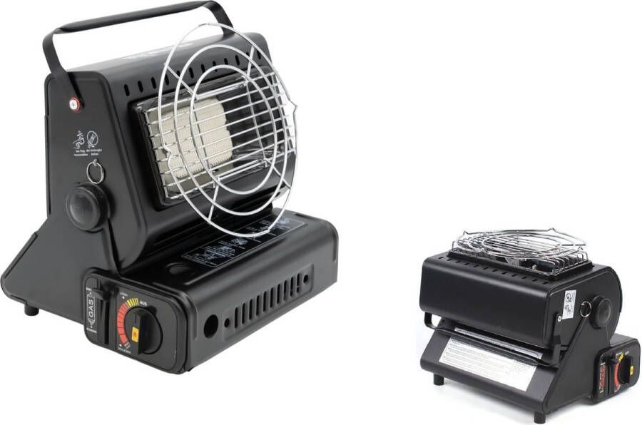 SMH LINE 2 in 1 Draagbare Gaskachel Buitenkachel Camping Heater Terrasverwarming Incl. kookrooster