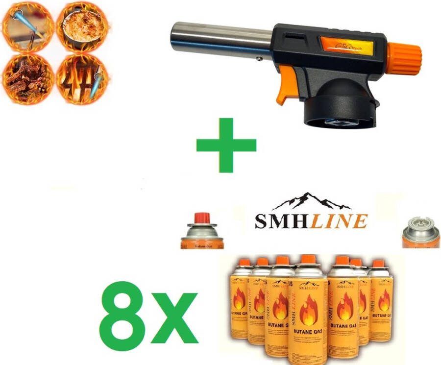 SMH LINE Gasbrander Creme Brulee Brander keukenbrander Incl. 8x Gasflessen