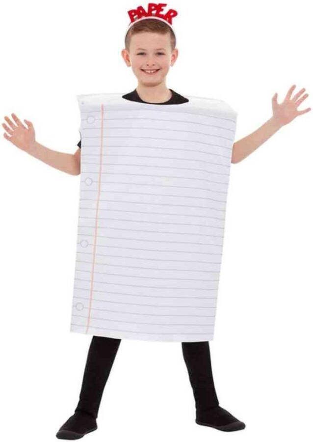 Smiffys Smiffy's Leraar & Professor & Scholier & Student Kostuum Leeg Notitieblok Kind Kostuum Wit Beige Small Medium Carnavalskleding Verkleedkleding