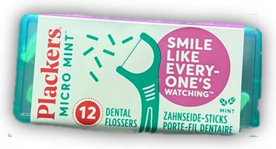 Smile Floss STICKS 2 in 1 Mint Smaak Tandenstokers Flossen Tandenprikkers Tandenflossen Tanden Tandenreiniging Reinigen 12 stuks Tandenstokers in doosje