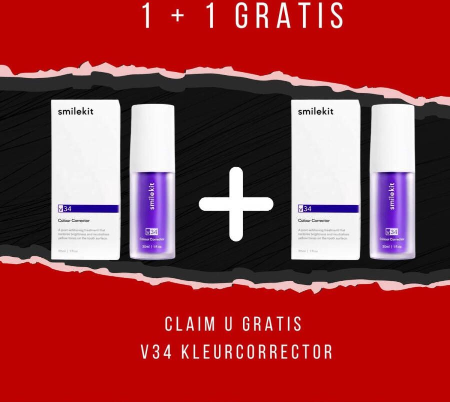 SmileKit V34 Witte Tanden Kleur Corrector Superdeal 1 + 1 GRATIS Kleur Tanden Wit Door Te Poetsen Thuis Tanden Bleken Tanden Witte Tandpasta voor Witte Tanden