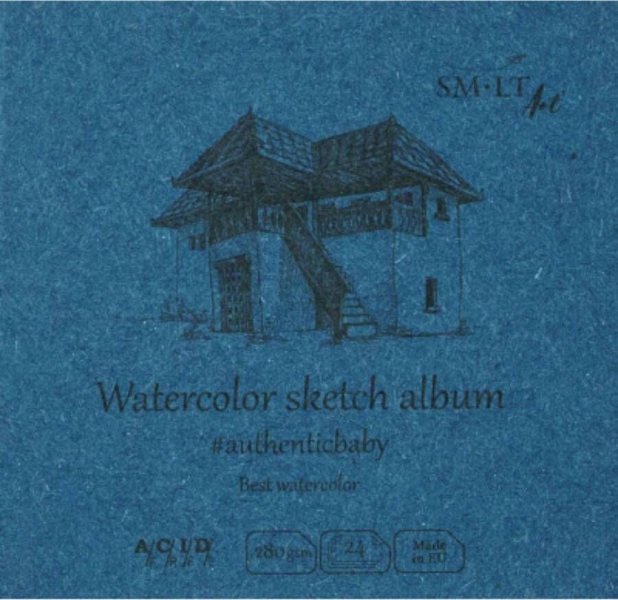 SMLT Baby Schetsboek Vierkant Aquarel 9 cm 280gr 24 vel