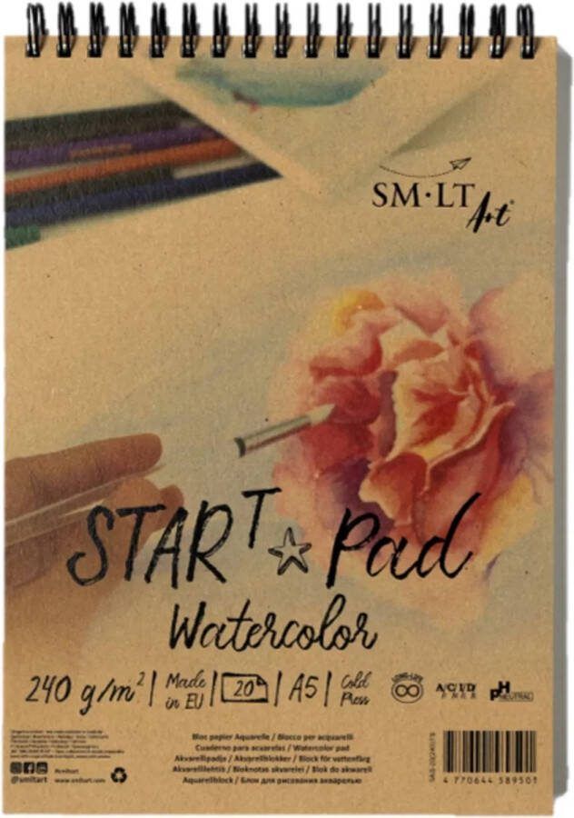 SMLT Ringband Startersblok Aquarel A5 240gr 20 vel