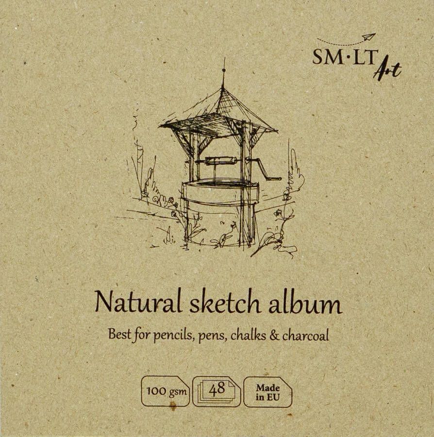 SMLT Schetsboek Vierkant 14 cm 100gr 48 vel Natuurlijk Bruin