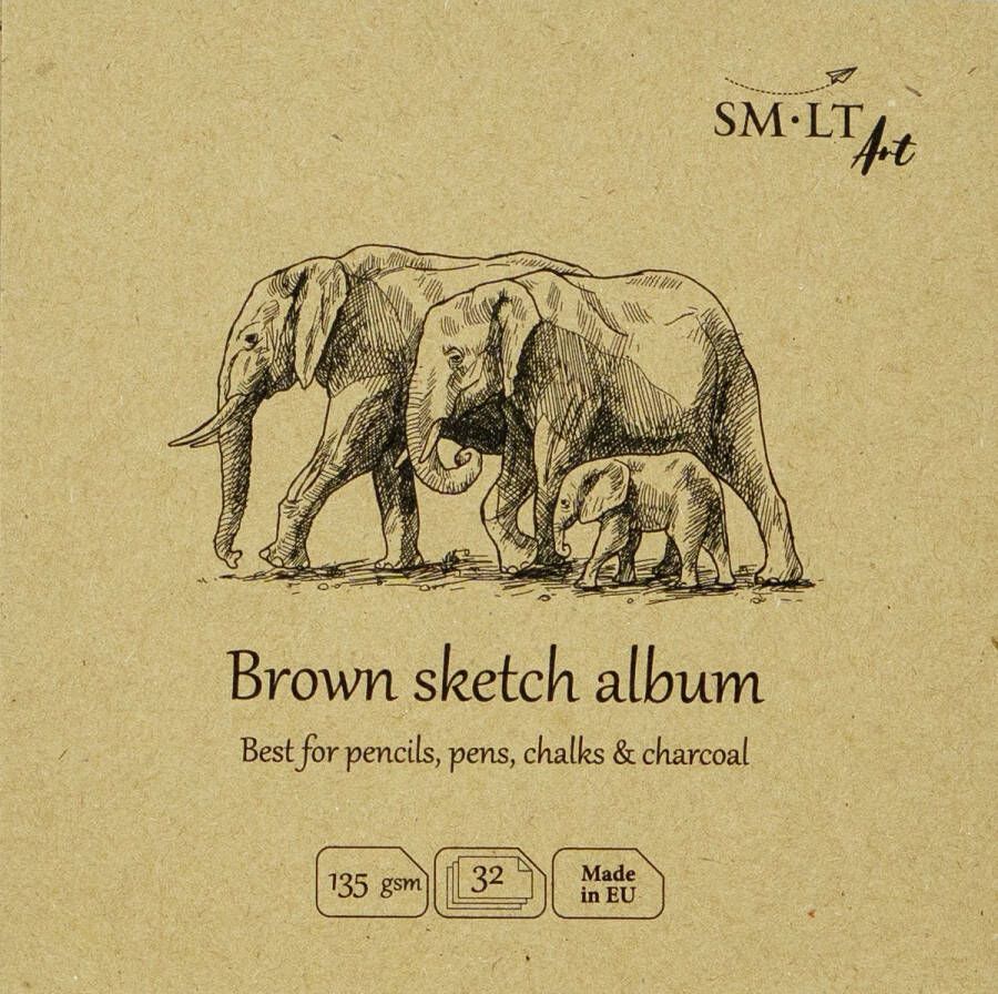 SMLT Schetsboek Vierkant 14 cm 135gr 32 vel Bruin
