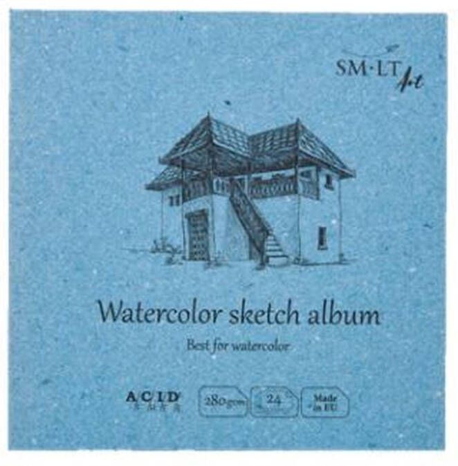 SMLT Schetsboek Vierkant Aquarel 14 cm 280gr 24 vel