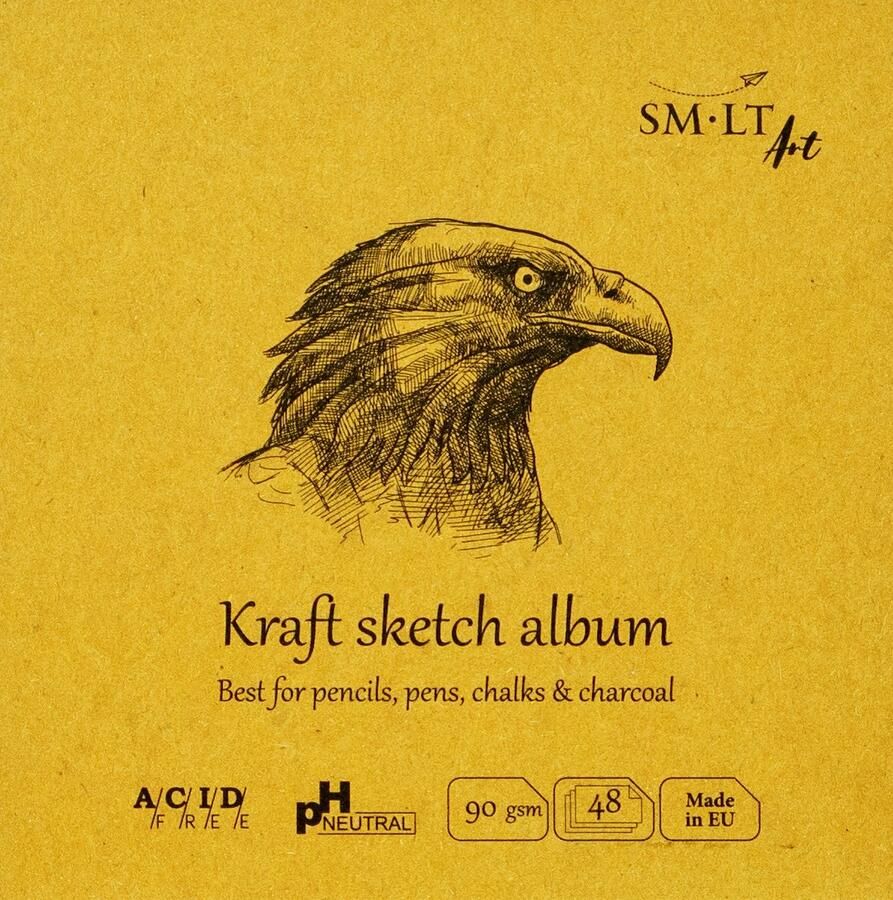 SMLT Schetsboek Vierkant Kraft 14 cm 90gr 48 vel