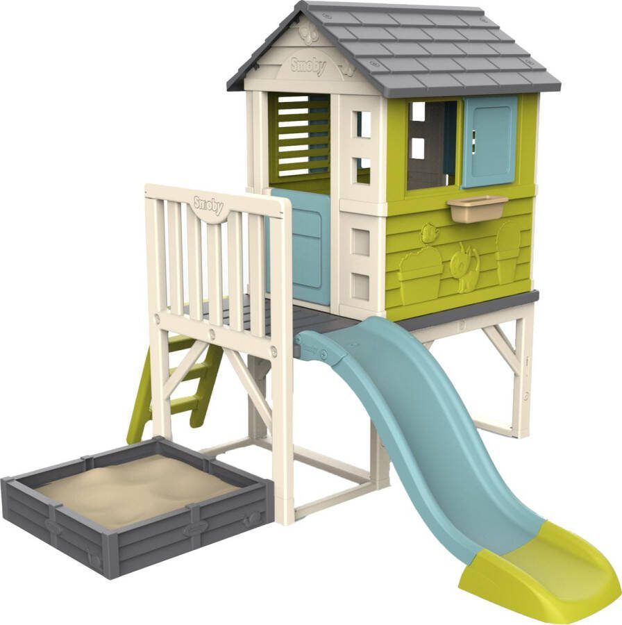 SMOBY Paalwoning Square Speelhuis Glijbaan Zandbak