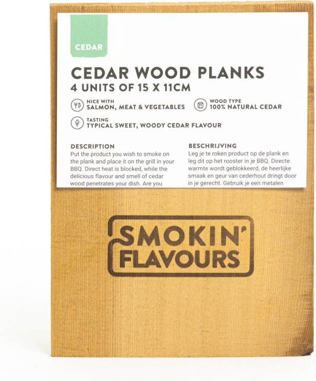 Smokin&apos; Flavours Cederhouten Planken 4 Stuks 15x11cm