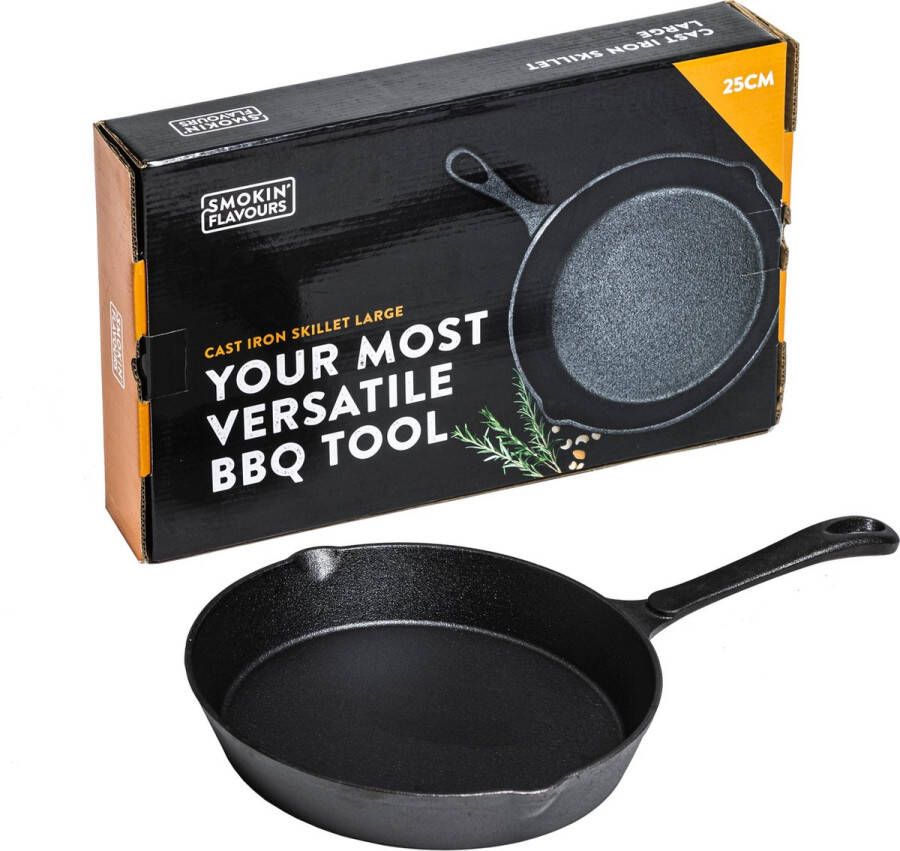 Smokin' Flavours Gietijzeren skillet pan 20cm Oa. voor BBQ
