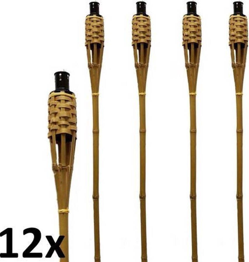 Islamhalalshop 12 stuks Bamboe tuinfakkels 120 cm fakkels lichtbruin (7 uur)