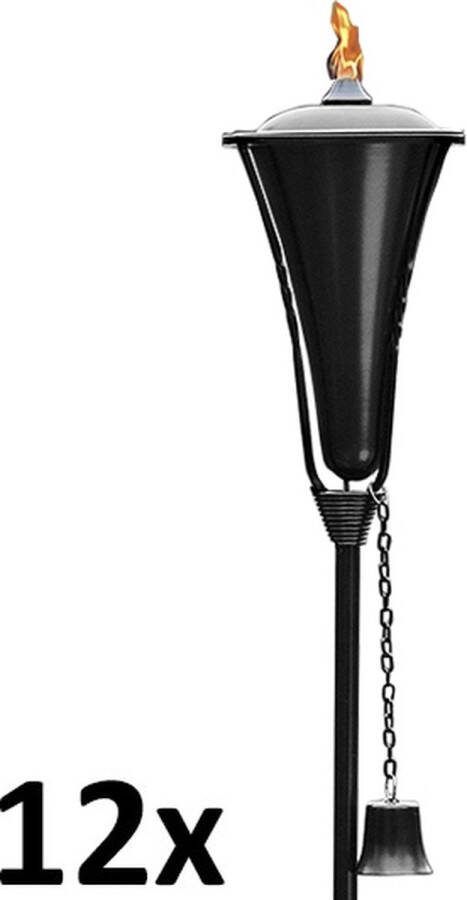 Smulders Deco 12 stuks luxe tuinfakkels verstelbaar 85 115 cm zwart staal (35 uur)