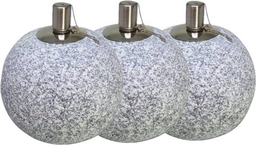 Smulders Deco 3 stuks betonlook terrazzo tuinfakkels tafel- en terras tuimeltoorts model bolvormig 185 155 (8 uur) Kunststof met rvs reservoir