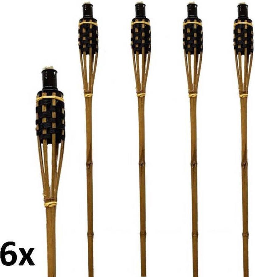 Smulders Deco 6 stuks Bamboe tuinfakkels 120 cm fakkels zwart en lichtbruin (7 uur)