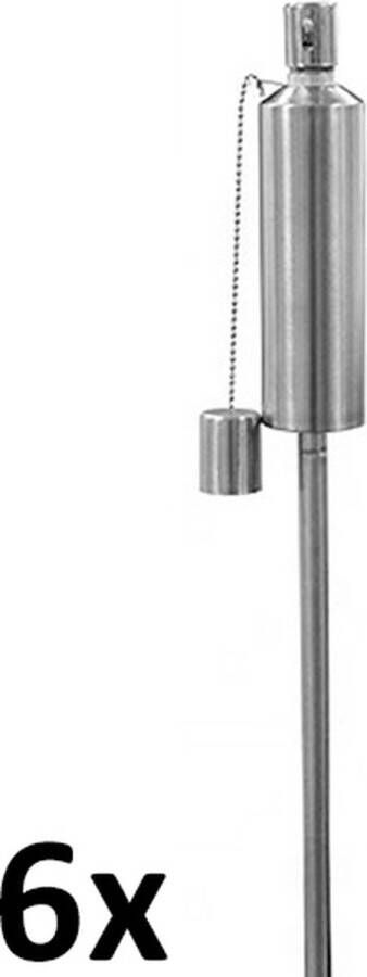 Smulders Deco 6 stuks RVS tuinfakkels verstelbaar 85 115 cm zilverkleurig roestvrij staal (16 uur)