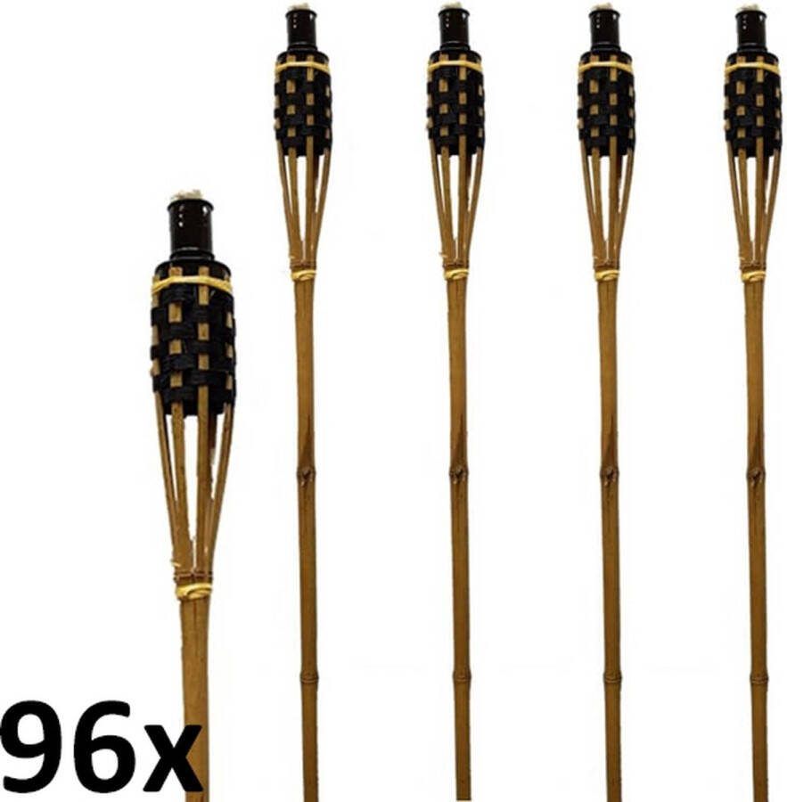 Islamhalalshop 96 stuks Bamboe tuinfakkels 120 cm fakkels zwart en lichtbruin (7 uur)