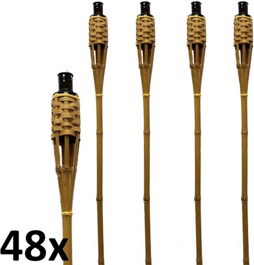 Smulders Deco 48 stuks Bamboe tuinfakkels 120 cm fakkels lichtbruin (7 uur)