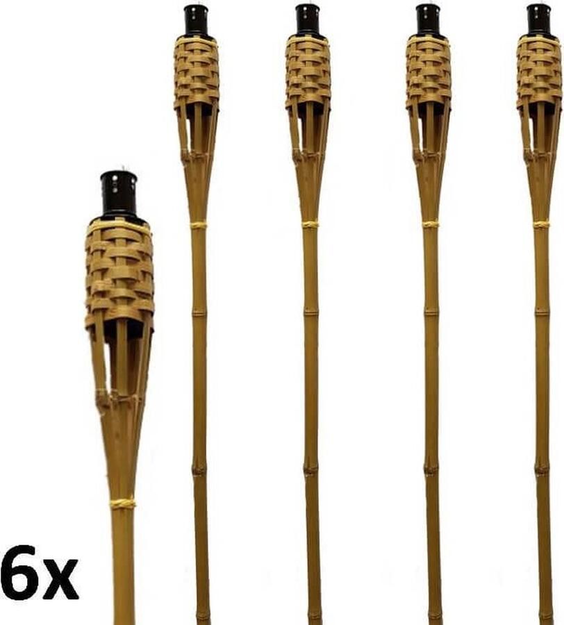 Smulders Deco 6 stuks Bamboe tuinfakkels 120 cm fakkels lichtbruin (7 uur)