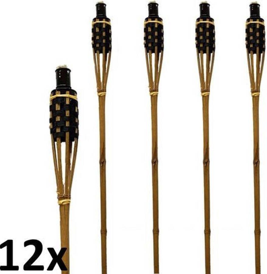 Smulders Deco 12 stuks Bamboe tuinfakkels 120 cm fakkels zwart en lichtbruin (7 uur)