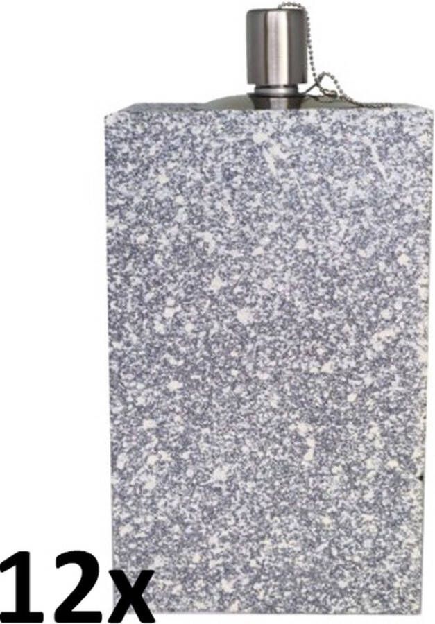 SmuldersDeco 12 stuks betonlook terrazzo tuinfakkels tafel- en terras model rechthoekig 205 100 100 (8 uur) Kunststof met rvs reservoir