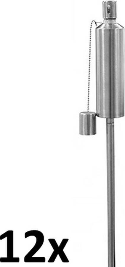 Smulders Deco 12 stuks RVS tuinfakkels verstelbaar 85 115 cm zilverkleurig roestvrij staal (16 uur)