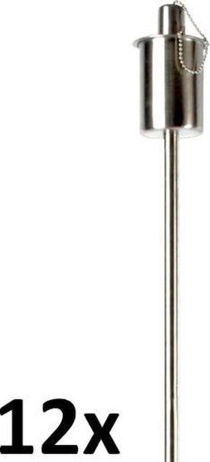Smulders Deco 12 stuks RVS tuinfakkels verstelbaar 90 120 cm zilverkleurig roestvrij staal (24 uur)