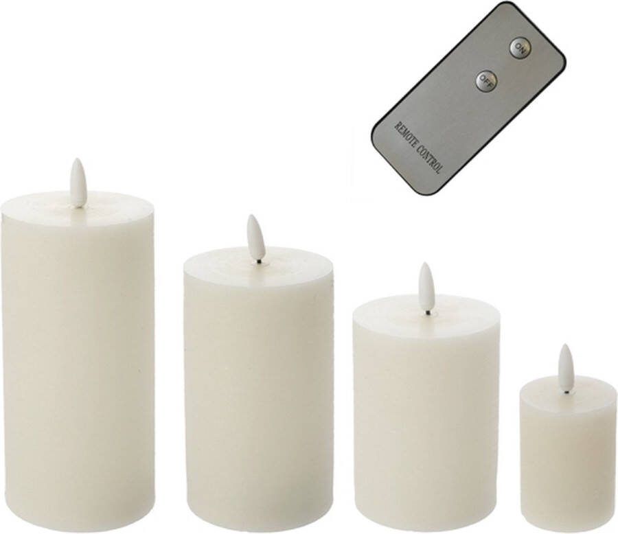 SmuldersDeco 4 stuks luxe Led kaarsen met beweegbare vlam en afstandsbediening