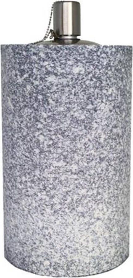 SmuldersDeco Betonlook terrazzo tuinfakkel tafel- en terras model cilindrisch 205 100 (8 uur) Kunststof met rvs reservoir