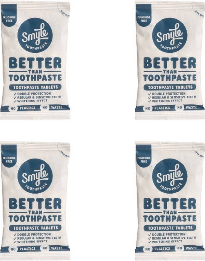 Smyle Tandpasta Tabletten zonder Fluoride 250 Tandpasta Tabs Navulling Geschikt voor Gevoelige Tanden 100% Natuurlijk & Plasticvrij Zero Waste