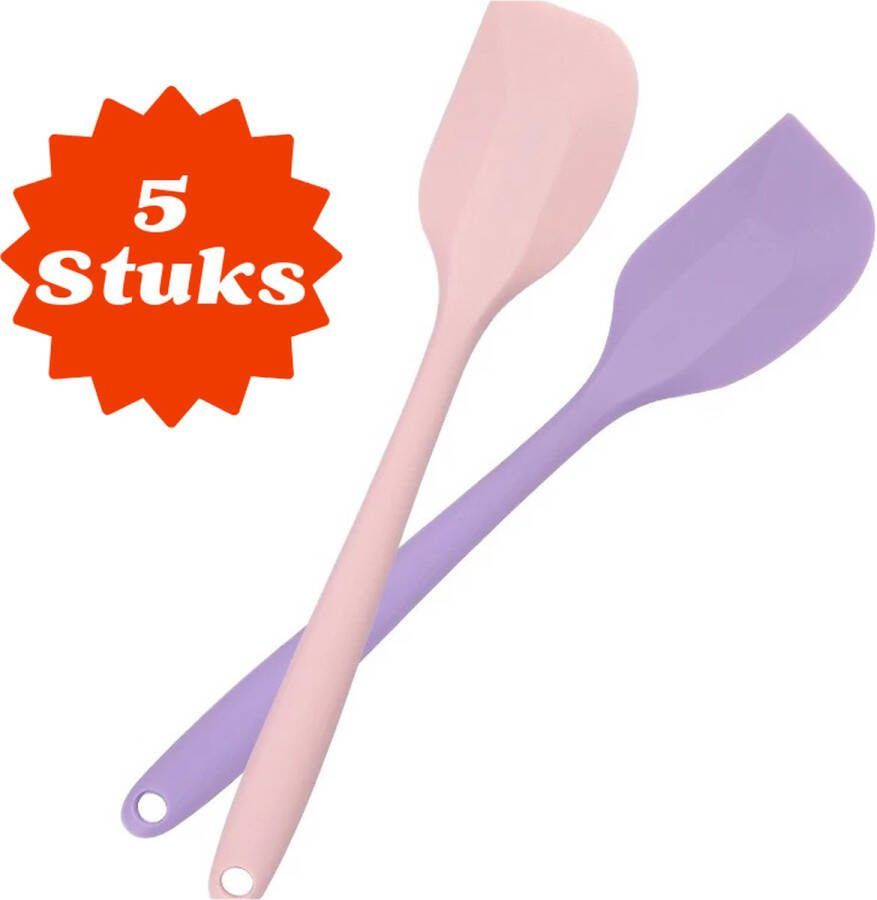 SNL HOME Gekleurde spatel siliconen set van 5 Spatula Pannenlikker Bakspatel Keukengerei Hittebestendig
