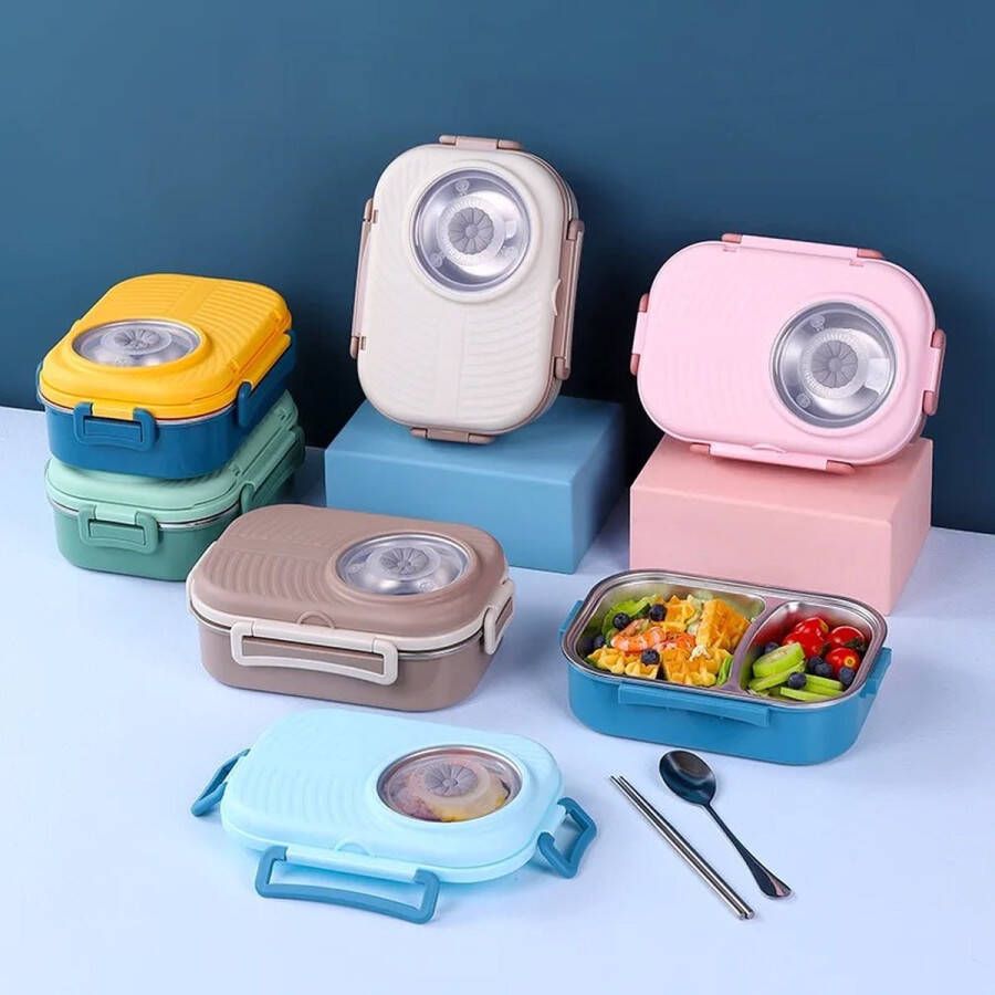 SNL HOME Lunchbox van roestvrijstaal 3 compartimenten groen (23x16x8xm)