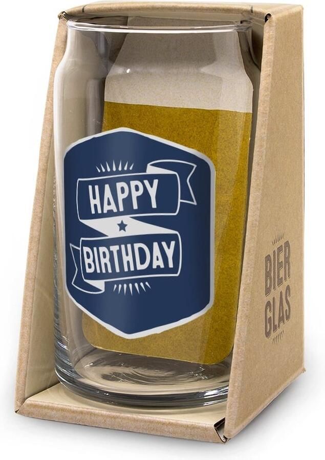 Snoepkado.com Bierglas Drop Happy Birthday In cadeauverpakking